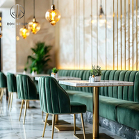 Ensemble de mobilier de restaurant de luxe Ron Group : table en marbre vert pour café commercial, banquette et chaise de restaurant