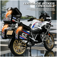Nouvelle moto miniature modèle 1/10 BWM GS1250 ADV en alliage, jouet de simulation avec son et lumière, direction de la roue avant, pour garçons