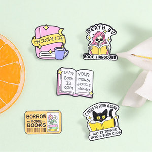 Ensemble de broches en émail pour les amoureux des livres, avec des citations de lecture sarcastiques, pour la décoration de sac à dos - Product Image 1