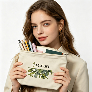 Sac de voyage réutilisable personnalisé pour un usage quotidien, en toile de coton, avec fermeture éclair, sac cadeau, trousse de toilette zippée - Product Image 1