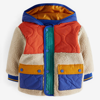 Nouveau design de veste polaire floue zippée avec logo personnalisé vestes en polaire Sherpa pour garçons veste polaire pelucheuse à blocs de couleurs pour enfants