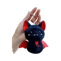Porte-clés en peluche douce 3D mignon de 12 cm, motif chauve-souris de dessin animé, poupée en peluche pour machine à griffes, jouet en peluche pour animaux, cadeau d'Halloween