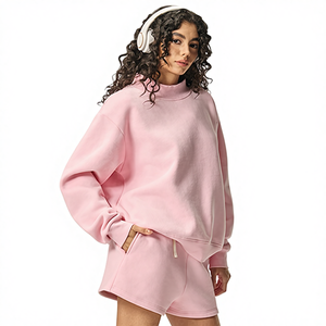 <span class=keywords><strong>Felpa</strong></span> <span class=keywords><strong>Oversize</strong></span> da Donna Personalizzata in Cotone Felpato con Logo Ricamato e Collo Alto - Product Image 2