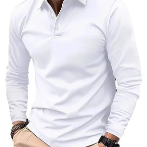 2025 nuova moda da uomo per <span class=keywords><strong>Polo</strong></span> con risvolto a manica lunga in tinta unita maglia comoda per la primavera autunno <span class=keywords><strong>Cross</strong></span>-Border - Product Image 5
