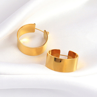 Boucles d'oreilles en forme de cercle large, minimaliste et élégant, en acier inoxydable de haute qualité, bijoux plaqués or 18k