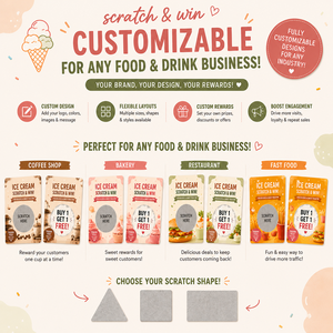 Tarjetas de Regalo Promocionales para Helados con Logotipo Personalizado Impreso Profesionalmente, Tarjetas Rasca y Gana a Color - Product Image 2