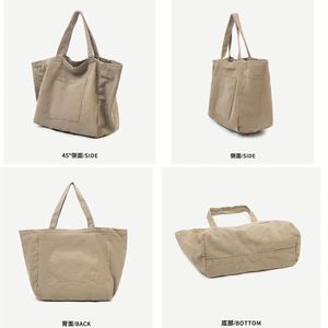 2026 New Arrival Ladies' <b>Canvas</b> <b>Tote</b> Bags Single Shoulder Large Capacity Casual Solid Color Zipper Water Resistant Handbag - Product Image 2