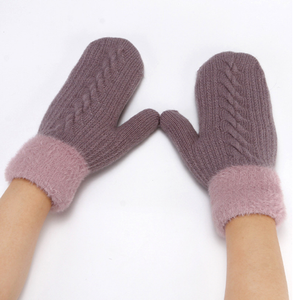 F-094 nouveau Offre Spéciale <span class=keywords><strong>mitaines</strong></span> en tricot torsadé doux et chaud avec doublure polaire femmes filles gants en laine et <span class=keywords><strong>mitaines</strong></span> gants de cyclisme d'hiver - Product Image 6