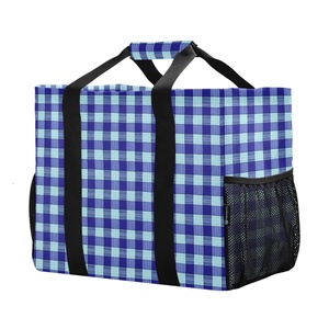 Hawaiian Lifestyle Women's Large Capacity Folding Tote <b>Handbag</b> Custom Checked Design Reusable Shopping Cooler Bag with Logo - Product Image 1