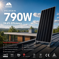 Panneau solaire NADDEX 790W monocristallin, efficacité 23,5%, cellules 210mm, avec robot de nettoyage et maison capsule