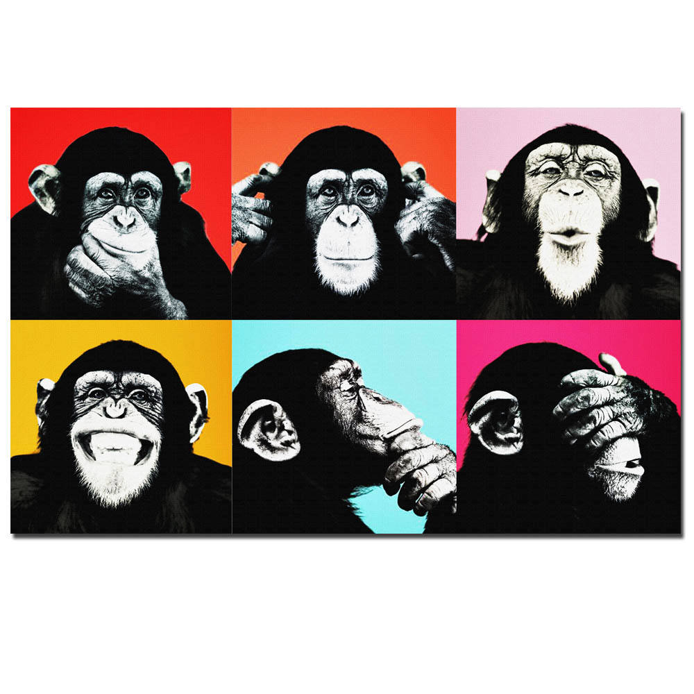 Selflessly Andy Warhol colorful monkey animal living room canvas