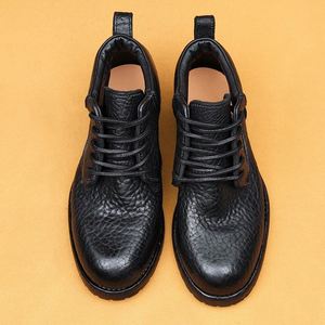 Bottes de travail pour hommes en cuir véritable jaune, style montantes, grain alligator, avec construction Goodyear Welt - Product Image 5