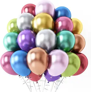 12 Zoll 10 verschiedene Farben Metallic Party Ballons 100 Stück Chrom Regenbogen Luftballons für Geburtstag Abschluss feier Karneval Dekoration