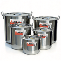 Set Panci Stainless Steel Heavy Duty 5 pcs Kapasitas Besar dengan Tutup untuk Restoran Komersial 30/35/40/45/50cm
