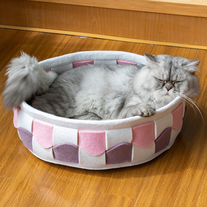 Custom Large Space <span class=keywords><strong>Folding</strong></span> <span class=keywords><strong>Cat</strong></span> Nest Neues Design Blumen-und Tier muster Filz gewebtes Haustier bett für alle Jahreszeiten für Hunde - Product Image 6