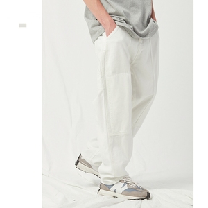 Pantalon <span class=keywords><strong>Cargo</strong></span> droit ample de <span class=keywords><strong>grande</strong></span> <span class=keywords><strong>taille</strong></span>, Style japonais et intelligent, décontracté, lavé, 2023 coton, blanc, Jeans de base pour hommes, printemps 100% - Product Image 3