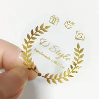 Autocollant Personnalisé pour Mariage en Vinyle PVC, Texte Décalcomanie Transparent avec Estampage à Chaud Or, Étiquette Imperméable pour Emballage