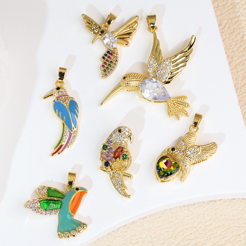 鳥のネックレス金メッキカラフルエナメル鳥のジュエリー鳥のネックレス