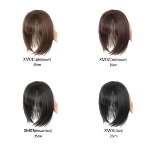 Parrucche <span class=keywords><strong>Bob</strong></span> Sintetiche Marrone Nero da 10 Pollici in Offerta Speciale, Topper per Capelli Lisci e Setosi con Clip e Frangia - Product Image 4