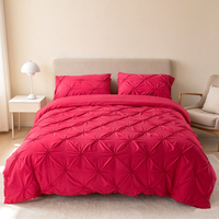Ensemble de literie 3 pièces en polyester, style nordique moderne, couleur unie, avec housse de couette et taies d'oreiller à capitonnage, pour hôtel et maison