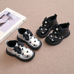 Stivali per bambini autunno inverno stivali corti per ragazze <span class=keywords><strong>con</strong></span> Pattern a forma di cuore e <span class=keywords><strong>scarpe</strong></span> da bambina alla moda <span class=keywords><strong>con</strong></span> fiocco - Product Image 4