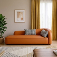 Canapé Longsen en similicuir style nordique, avec dossier incurvé en éponge, canapé-lit tendance pour chambre et gîte