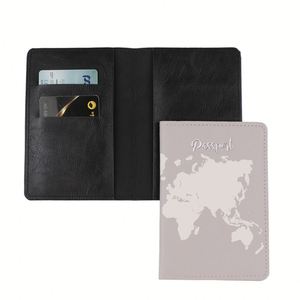 Porta Pasaportes de Cuero PU con Mapa del Mundo, Impermeable y Antirrobo, Bolsa Portátil para Documentos con Cadenas Decorativas para Viajes Familiares - Product Image 2