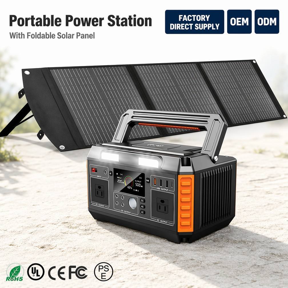 Factory Direct - OEM/ODM Solar Panel Pure Sine Wave Wireless Charging Led Display BMS Type-C Emergency Portable Power Station