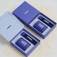 Bocaux à vis bleus mats effet doux au toucher pour compléments alimentaires avec boîtes – Emballage de luxe pour pilules, capsules et bonbons gélifiés pour soins de santé – 150-250 ml