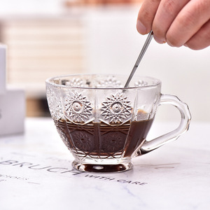 Elegante juego de taza y platillo de café de vidrio de estilo europeo, minimalista Home Café Essentials, duradero para Espresso, té y capuchino - Product Image 6