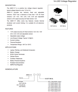 AMS1117-3.3 mạch tích hợp (ICS) 3.3V 1A sot223 1batch = 40 chiếc/linh kiện điện - Product Image 2