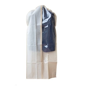 Borsa porta abiti beige in TNT 137x60 cm antipolvere con lato trasparente e cerniera - Product Image 4