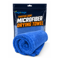 Serviette de séchage de voiture en microfibre à boucles torsadées, marque OEM, taille personnalisée, vente en gros, chiffon de nettoyage professionnel pour detailing