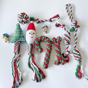 Jouets de Noël pour chiens : Ensemble de cordes en coton résistantes pour mâcher et nettoyer les dents, jouets interactifs pour le jeu, cadeau de Noël pour chien - Product Image 5