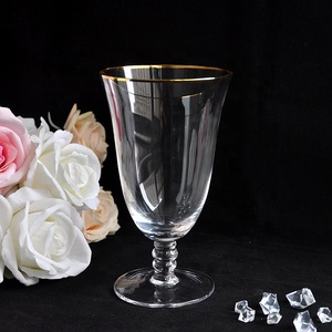 One set made up handmade Gold Cup lead CRYSTAL transparent luxury weddings order with edges CRYSTAL wine glass red - Product Image 4