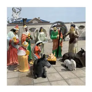 New product fiberglass 12 pieces large size religious holy family resin christmas nativity set