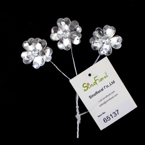 Vente en gros 65181 décor <span class=keywords><strong>de</strong></span> bouquet <span class=keywords><strong>de</strong></span> mariée pour mariage accessoires <span class=keywords><strong>de</strong></span> cheveux en cristal vintage pailleté transparent fleurs décoratives acryliques plantes - Product Image 4