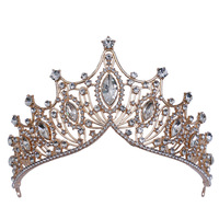 Diadème de couronne de cristal de mode chaude pour les filles accessoire de cheveux de princesse en métal doré avec pierre de strass pour les anniversaires Pageants
