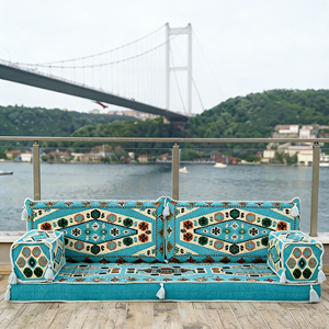 Ensemble de canapés au sol de style turc, motif Kilim bohème, banc rembourré pour salon - Product Image 2