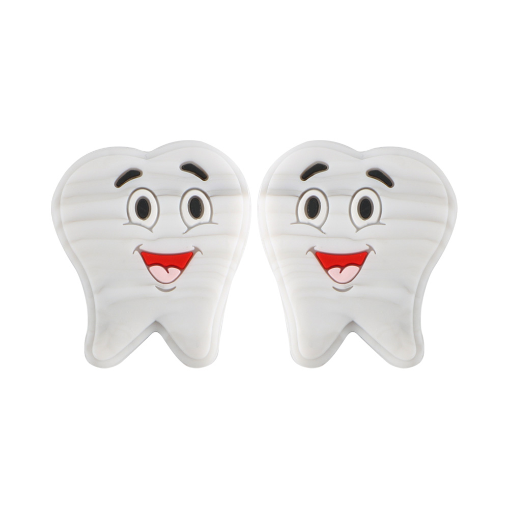 Perle focale en forme de dent, marbre blanc SA157