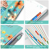 Carnet de notes A5 à couverture rigide en PU, motif floral vibrant, bande élastique, attache pour stylo, logo personnalisé, haute qualité, écriture facile
