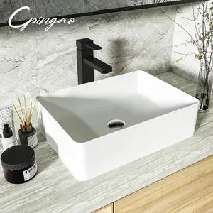 Cpingao baño diseño moderno antiarañazos gabinetes de tocador fregadero superficie sólida encimera lavabo de piedra Artificial