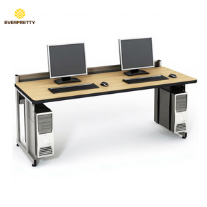 Bureau d'ordinateur scolaire moderne <span class=keywords><strong>pour</strong></span> <span class=keywords><strong>laboratoire</strong></span>/salle informatique, table <span class=keywords><strong>en</strong></span> bois à double poste <span class=keywords><strong>pour</strong></span> étudiants avec support <span class=keywords><strong>pour</strong></span> unité centrale et plateau <span class=keywords><strong>pour</strong></span> clavier - Product Image 1