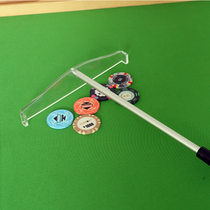 Rastrillo de Grado Profesional de Casino, empujador de fichas transparentes, telescopio de grada, <span class=keywords><strong>Ruleta</strong></span> de aluminio, rastrillo de fichas de póquer para Blackjack Texas Hold'em - Product Image 5