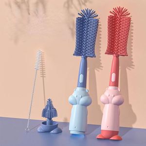 Baby <b>Bottle</b> Cleaner <b>Brush</b> Kit PP & Silicone Long Handle Cartoon Design Portable Safer Use Nipple Straw <b>Brush</b> - Product Image 2
