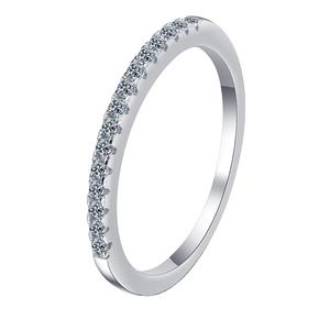 Anillos de Compromiso de Plata de Ley 925 con Media Argolla, Simulan Diamantes, Económicos y a la Moda para Mujer - Product Image 1