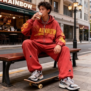 <span class=keywords><strong>Felpa</strong></span> con Cappuccio Vintage Personalizzata per Uomo, Nuova Collezione, Effetto Invecchiato con Stampa Ispirata alle <span class=keywords><strong>Fiamme</strong></span> Retrò - Product Image 2