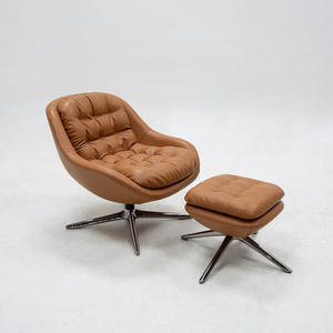 Modern Style Single Leisure <b>Chair</b> with Pedals Rotatable Metal for Living Room Balcony Brown Single Sofa Lounge <b>Chair</b> Wholesale - Product Image 1