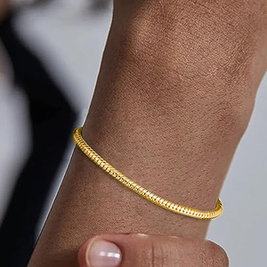 CANNER Wholesale Hip Hop 18K Gold Plated S925 <b>Sterling</b> <b>Silver</b> Bracelet Jewelry Simple Snake <b>Chain</b> Bracelet for Women <b>Men</b> - Product Image 2