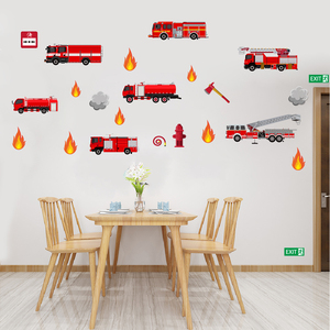 Autoadesiva rimovibile 3d simpatica macchina antincendio Baby Room adesivo da parete - Product Image 1